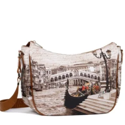 Borsa Donna Hobo Bag a Tracolla Y NOT YES-628 Stampa Venice Postcard