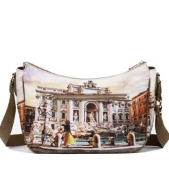 Borsa Donna Hobo Bag a Tracolla Y NOT YES-628 Stampa Lost in Rome