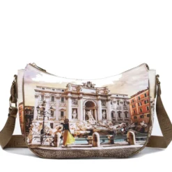 Borsa Donna Hobo Bag a Tracolla Y NOT YES-628 Stampa Lost in Rome