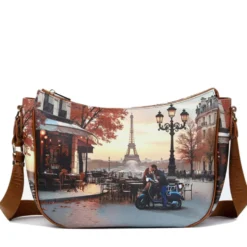 Borsa Donna Hobo Bag a Tracolla Y NOT YES-628 Stampa Kisses From Paris