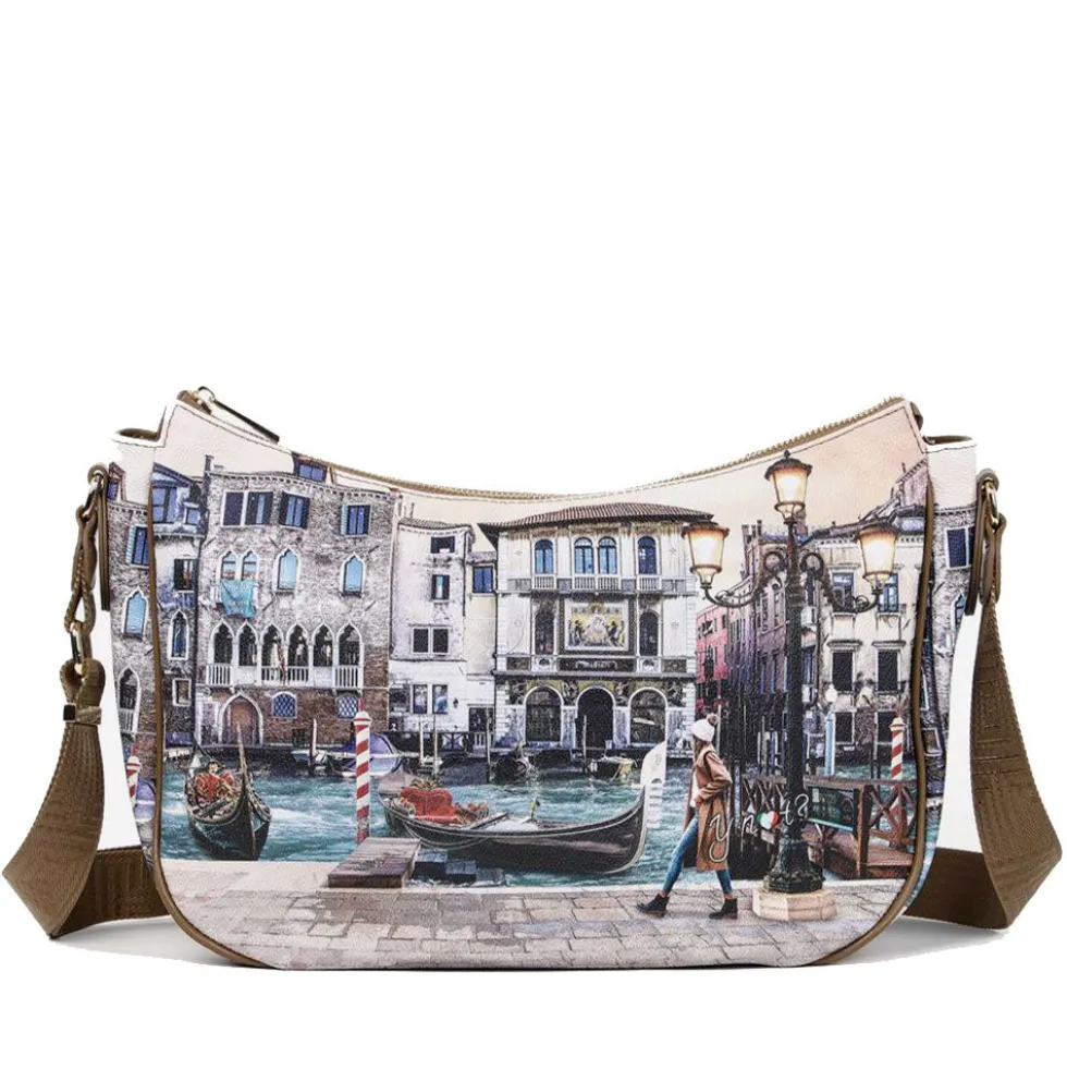 Borsa Donna Hobo Bag a Tracolla Y NOT YES-628 Stampa Blue Lagoon