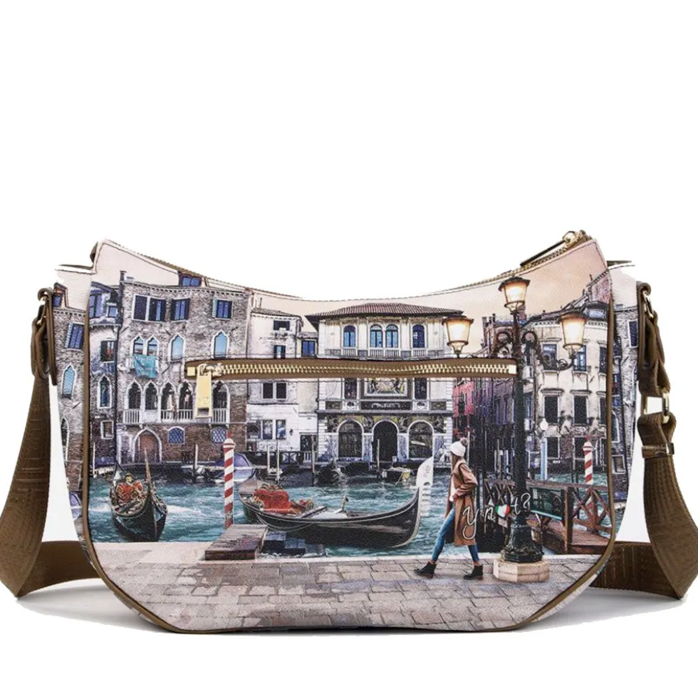 Borsa Donna Hobo Bag a Tracolla Y NOT YES-628 Stampa Blue Lagoon