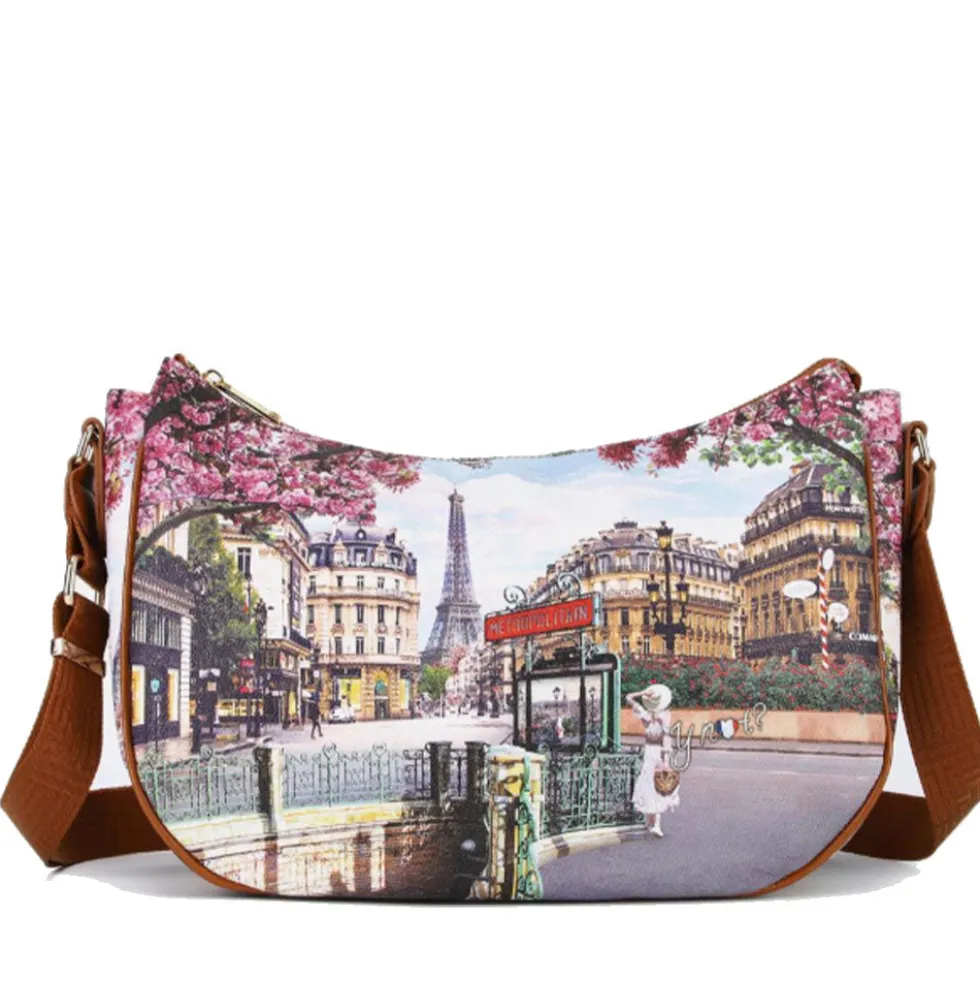 Borsa Donna Hobo Bag a Tracolla Y NOT YES-628 Stampa Emily in Paris