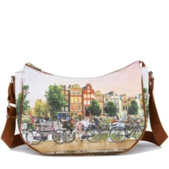 Borsa Donna Hobo Bag a Tracolla Y NOT YES-628 Stampa Flower River