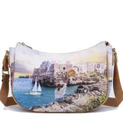 Borsa Donna Hobo Bag a Tracolla Y NOT YES-628 Stampa Polignano Coast