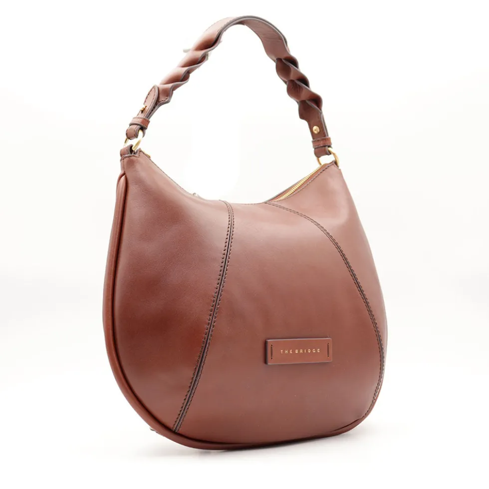 Borsa Donna Hobo con Tracolla THE BRIDGE linea Brigida in Pelle Marrone