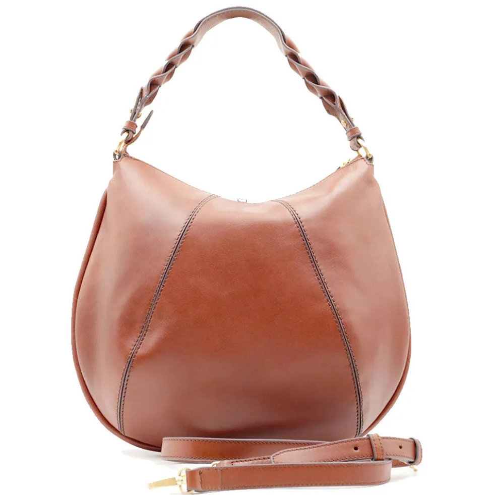 Borsa Donna Hobo con Tracolla THE BRIDGE linea Brigida in Pelle Marrone