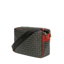 Borsa Donna Messenger POLLINI Linea Heritage Logo Classic colore Nero e Rosso Lacca
