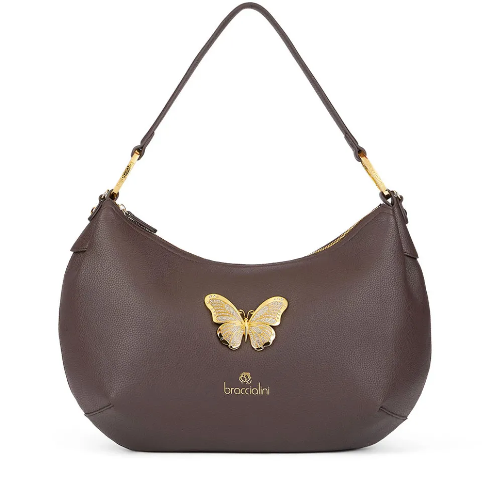 Borsa Donna Mezzaluna a Spalla BRACCIALINI linea Beth Jewels Marrone