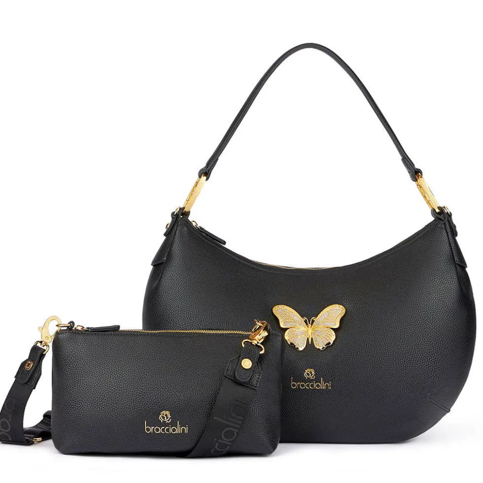 Borsa Donna Mezzaluna a Spalla BRACCIALINI linea Beth Jewels Nera