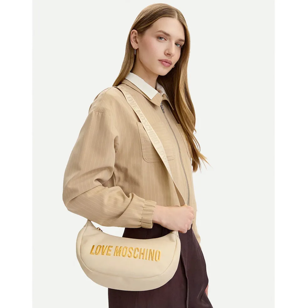 Borsa Donna Mezzaluna con Tracolla LOVE MOSCHINO linea Bold Bag Avorio