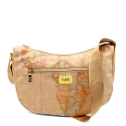Borsa Donna Mezzaluna Media 1A Classe Alviero Martini linea Soft Petals in Tessuto Soft Geo Classic e Giallo Pastello LE55
