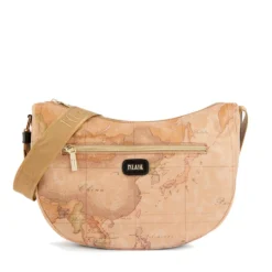 Borsa Donna Mezzaluna Media 1A Classe Alviero Martini linea Soft Petals in Tessuto Soft Geo Classic e Nero LE55