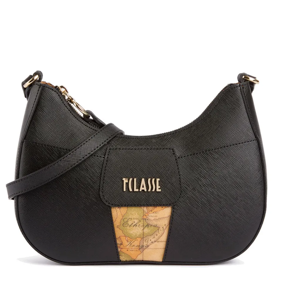 Borsa Donna Mezzaluna Piccola a Tracolla 1A Classe Alviero Martini linea Bloom City Nero LE50