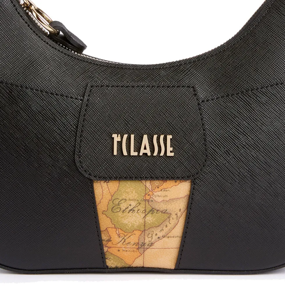 Borsa Donna Mezzaluna Piccola a Tracolla 1A Classe Alviero Martini linea Bloom City Nero LE50