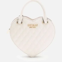 Borsa Donna Mini a Mano GUESS a Forma di Cuore Linea Atabey Colore Off White