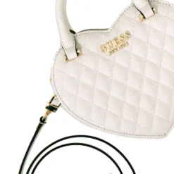 Borsa Donna Mini a Mano GUESS a Forma di Cuore Linea Atabey Colore Off White
