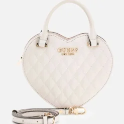 Borsa Donna Mini a Mano GUESS a Forma di Cuore Linea Atabey Colore Off White