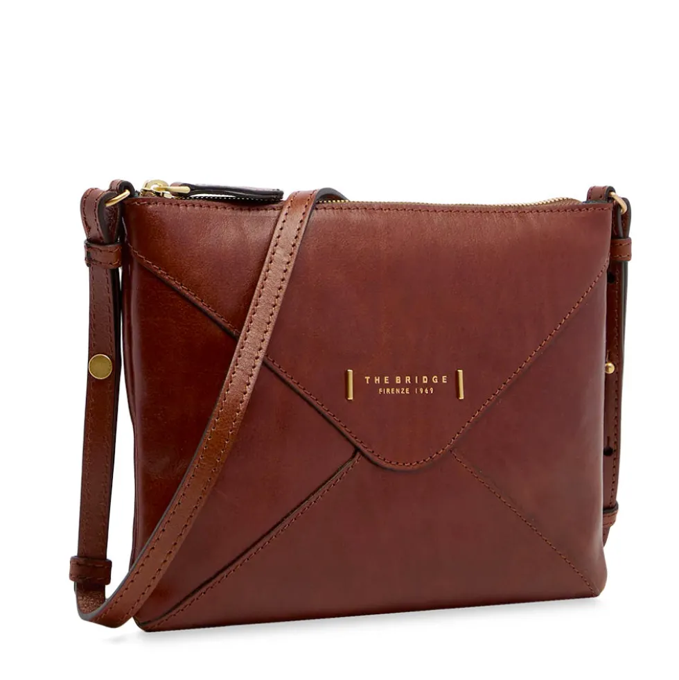 Borsa Donna Piatta a Tracolla THE BRIDGE linea Frida in Pelle Marrone