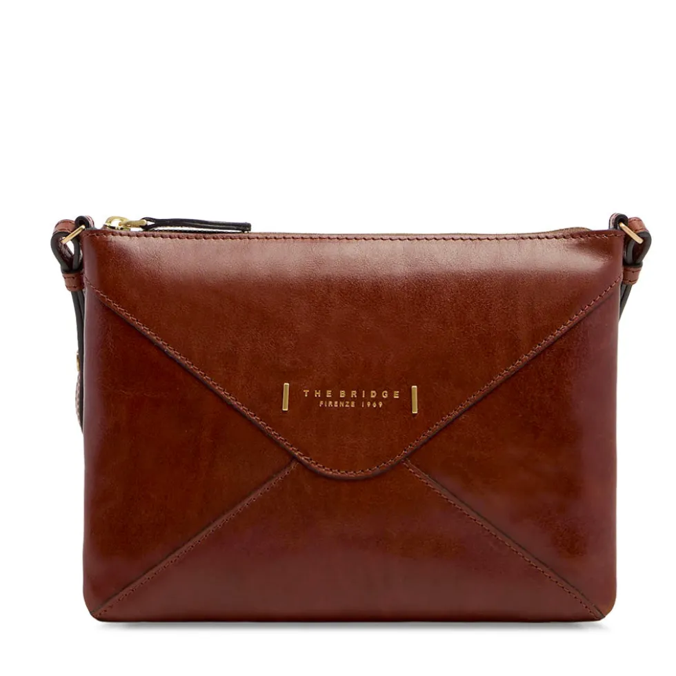 Borsa Donna Piatta a Tracolla THE BRIDGE linea Frida in Pelle Marrone