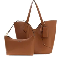 Borsa Donna Shopper a Spalla GUESS Linea Darcy Colore Cognac