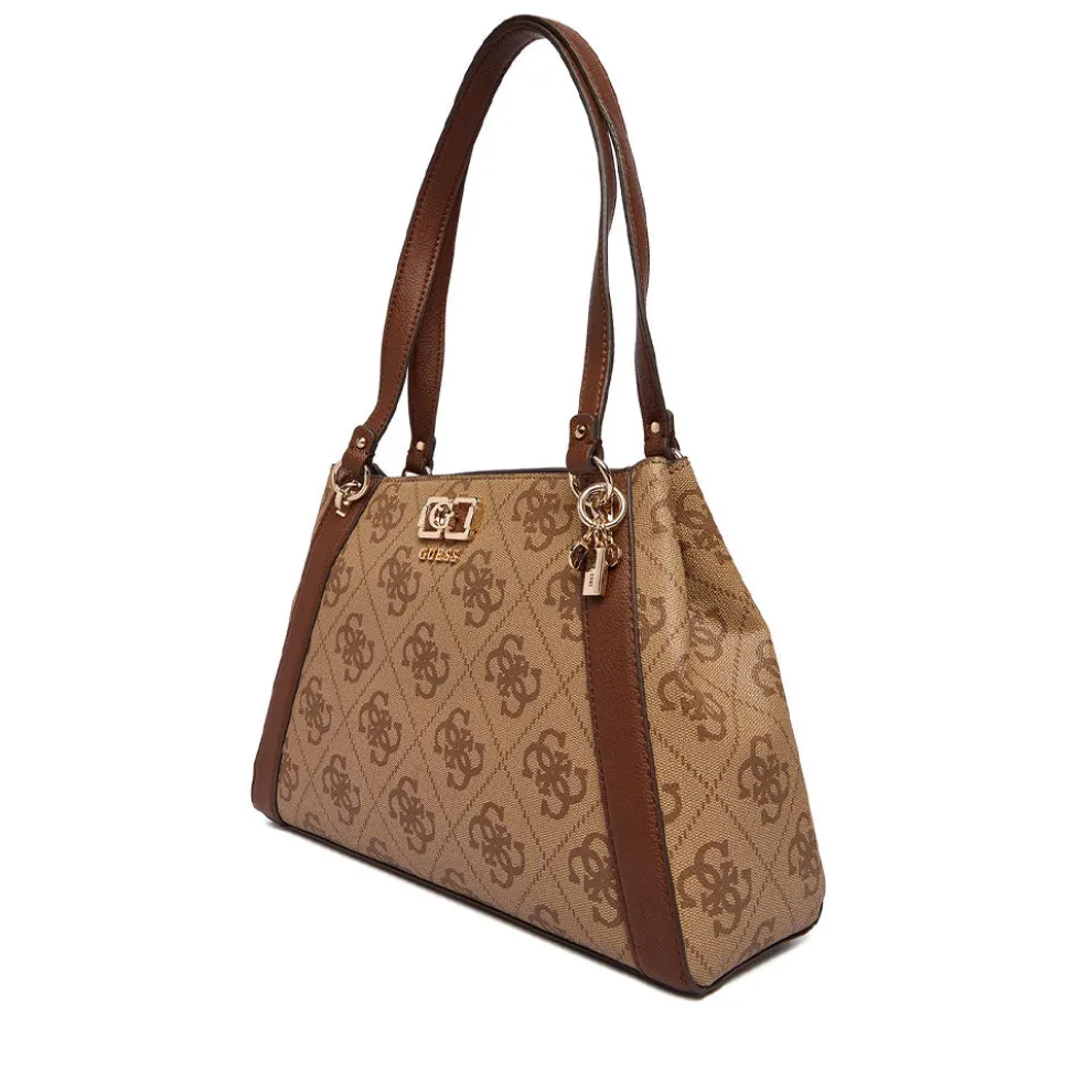 Borsa Donna Shopper a Spalla GUESS Linea Karnilla Colore Latte Logo - Brown
