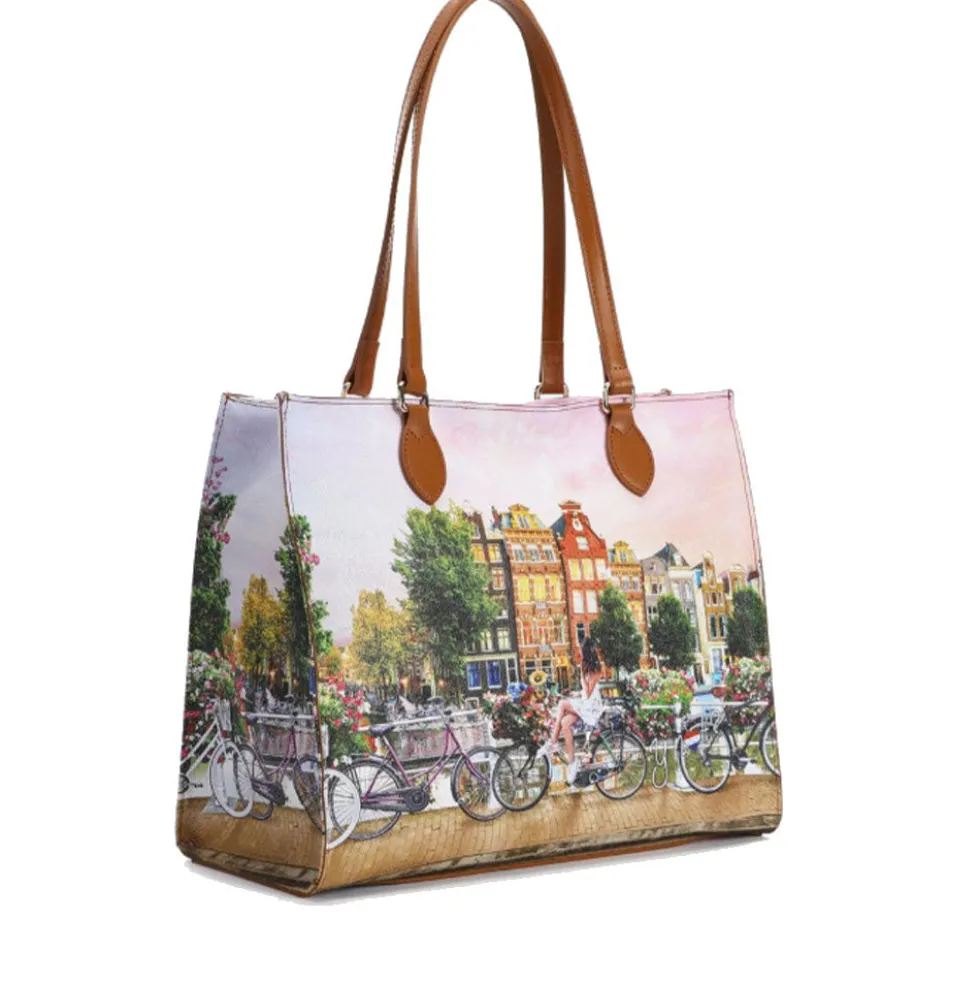 Borsa Donna Shopper a Spalla Y NOT YES-602 stampa Flower River