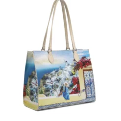 Borsa Donna Shopper a Spalla Y NOT YES-602 stampa Greek Summer