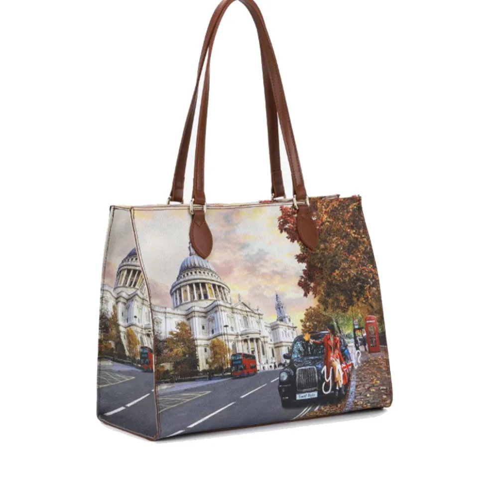 Borsa Donna Shopper a Spalla Y NOT YES-602 stampa London Tourist