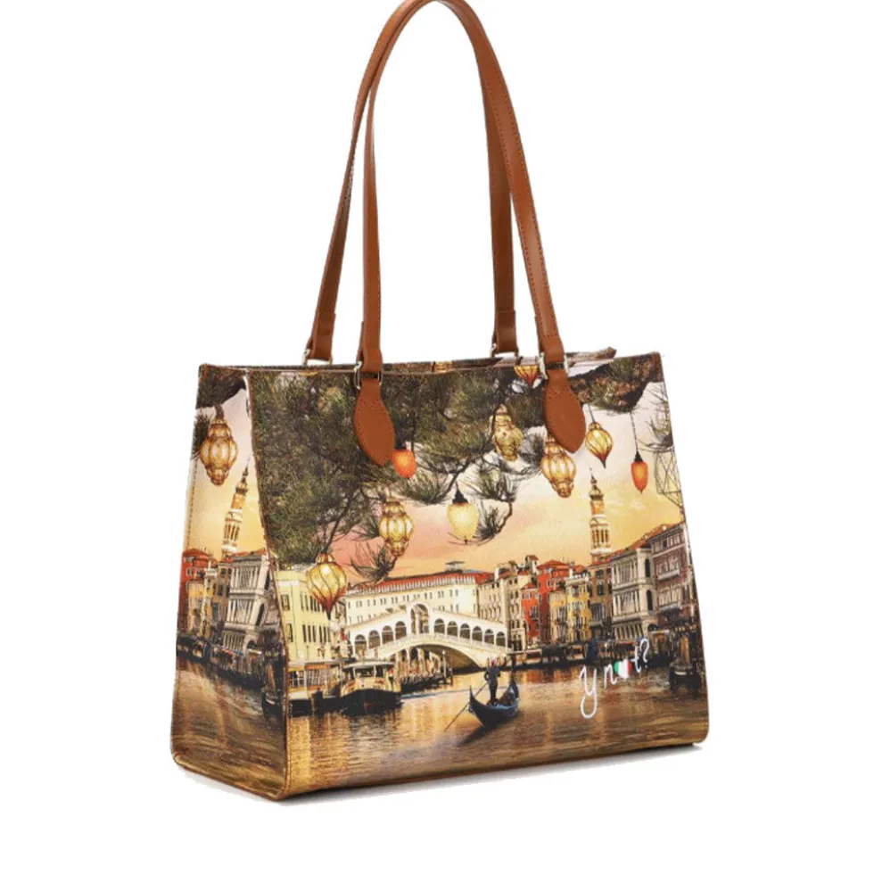 Borsa Donna Shopper a Spalla Y NOT YES-602 stampa Christmas Venice