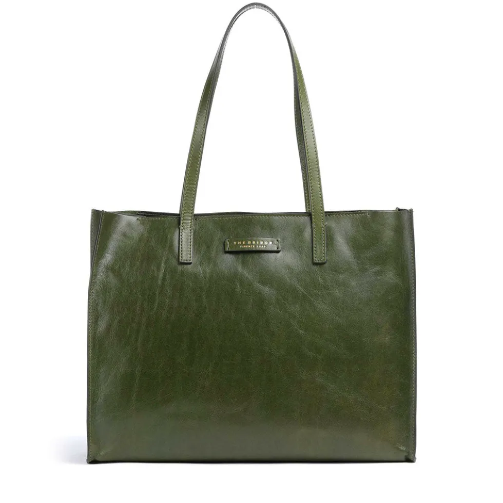 Borsa Donna Shopper THE BRIDGE Linea Mirra in Pelle Verde Maggiorana