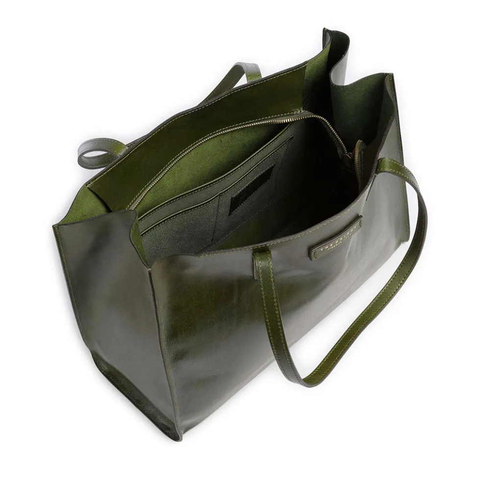 Borsa Donna Shopper THE BRIDGE Linea Mirra in Pelle Verde Maggiorana