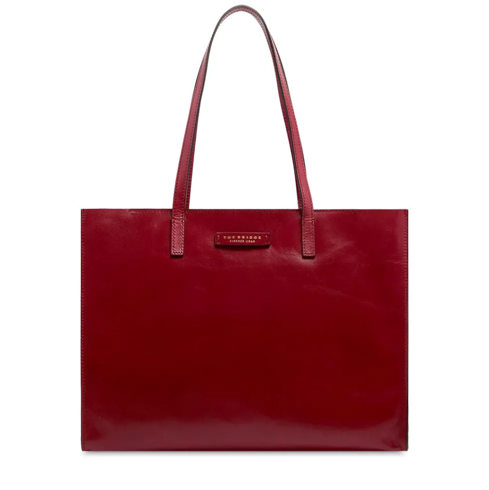 Borsa Donna Shopper THE BRIDGE linea Mirra in Pelle Rosso Mattone