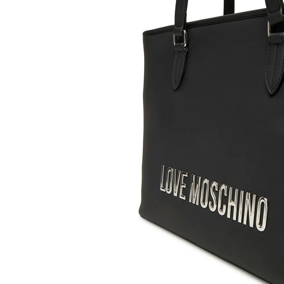 Borsa Donna Shopping LOVE MOSCHINO linea Bold Bag colore Nero e Nikel