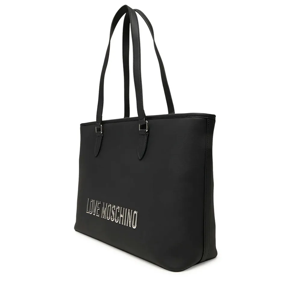 Borsa Donna Shopping LOVE MOSCHINO linea Bold Bag colore Nero e Nikel
