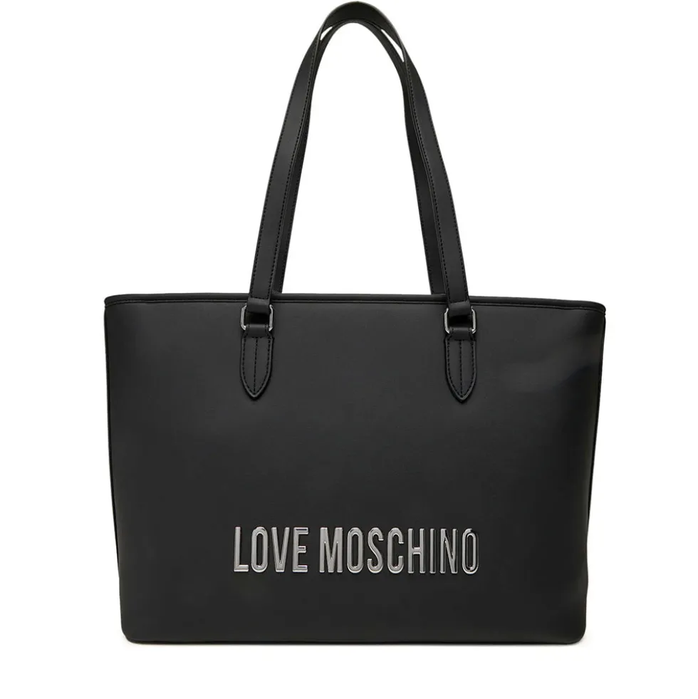 Borsa Donna Shopping LOVE MOSCHINO linea Bold Bag colore Nero e Nikel