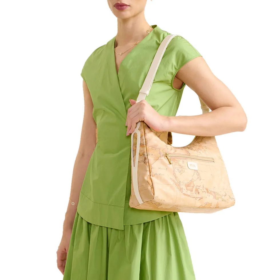 Borsa Donna Sottospalla 1A Classe Alviero Martini linea Soft Petals in Tessuto Soft Geo Classic e Avorio LE58