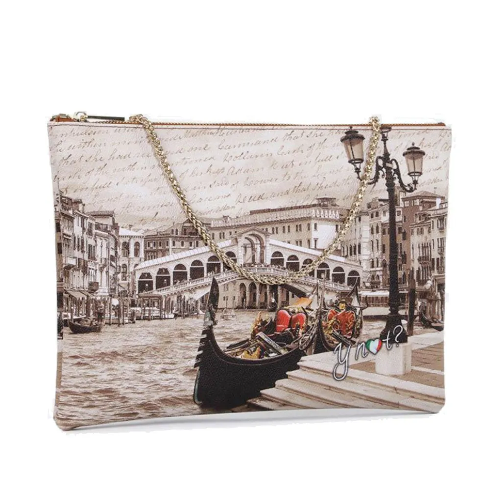 Borsa Donna Y NOT Clutch con Tracolla in Catena YES-605 Venice Postacard