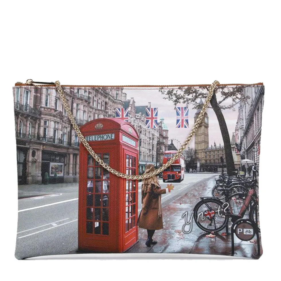 Borsa Donna Y NOT Clutch con Tracolla in Catena YES-605 Red London