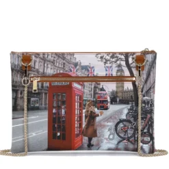Borsa Donna Y NOT Clutch con Tracolla in Catena YES-605 Red London