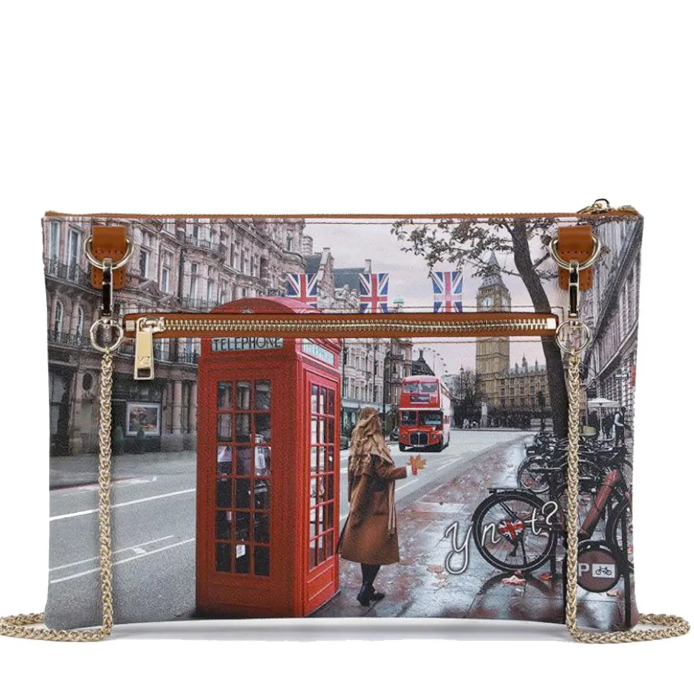 Borsa Donna Y NOT Clutch con Tracolla in Catena YES-605 Red London