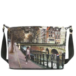 Borsa Donna Y NOT Hobo Easy Large a Tracolla YES-607 Amsterdam Bridge