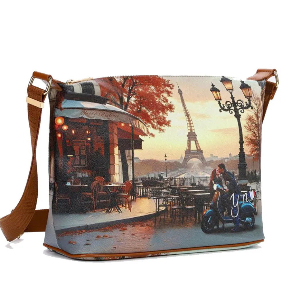 Borsa Donna Y NOT Hobo Easy Large a Tracolla YES-607 Kisses From Paris