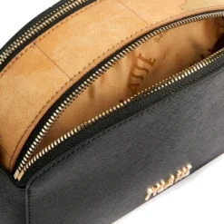 Borsa Doppia Zip a Tracolla 1A Classe Alviero Martini linea Aura Bag stampa Saffiano Nera LF04