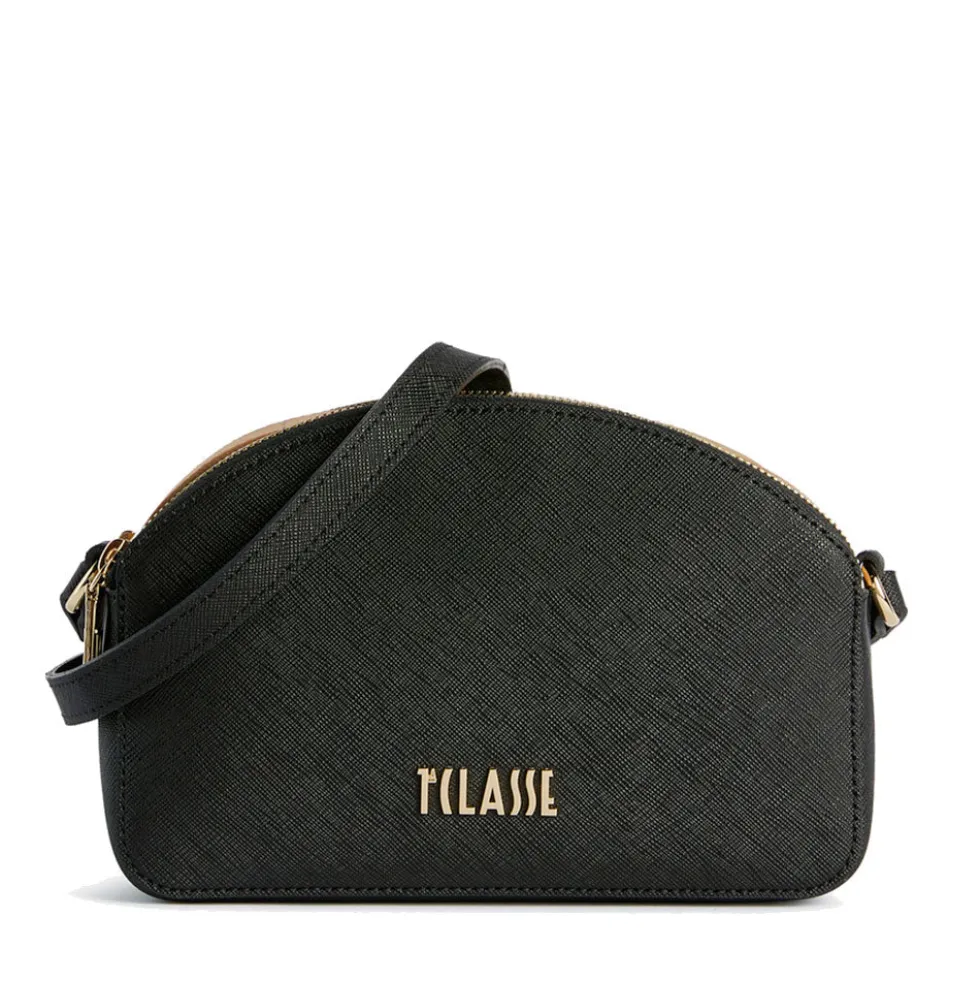 Borsa Doppia Zip a Tracolla 1A Classe Alviero Martini linea Aura Bag stampa Saffiano Nera LF04
