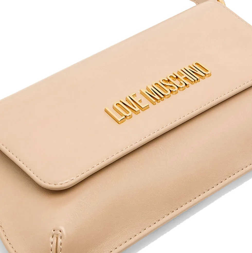Borsa Piatta a Spalla LOVE MOSCHINO linea Lettering Logo Nude