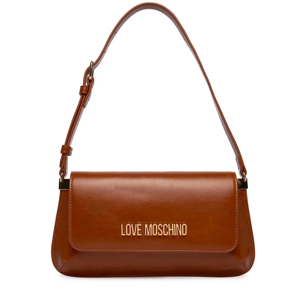Borsa Piatta a Spalla LOVE MOSCHINO linea Lettering Logo color Cuoio