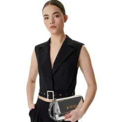 Borsa Piatta a Spalla LOVE MOSCHINO linea Lettering Logo Mirror Argento