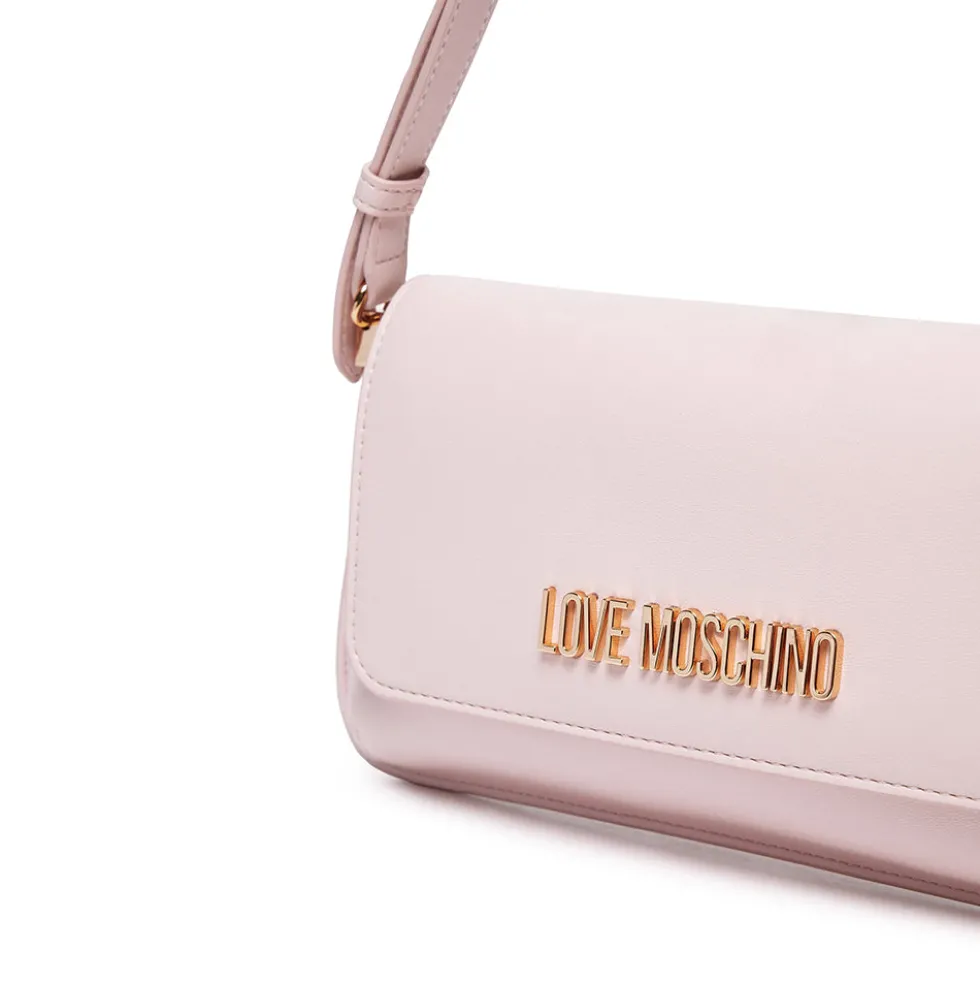 Borsa Piatta a Spalla LOVE MOSCHINO linea Lettering Logo Rosa Cipria