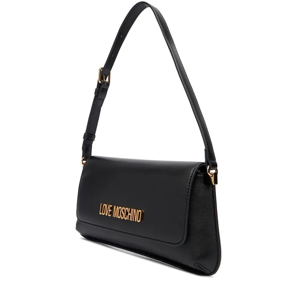 Borsa Piatta a Spalla LOVE MOSCHINO linea Lettering Logo Nero